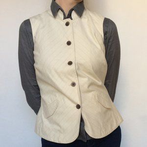 J. Jill Ivory Vest Top Pinstripes Cotton/Linen sz4